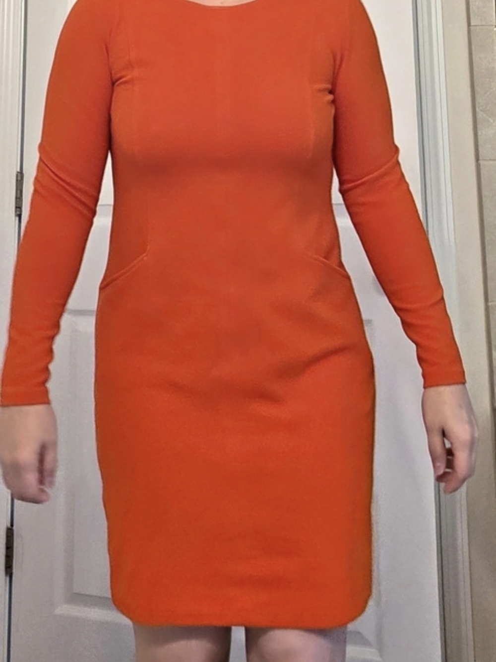 Boden Ellen Ottoman Dress Long Sleeve Mini Orange US 8R